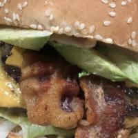 Double Bacon Cheeseburger · Double servings of our delicious 1/4 Burger Patties, 2 slices cheese, Bacon, Lettuce, tomato...