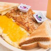 Ham And Cheese Omelette · hashbrowns and toast