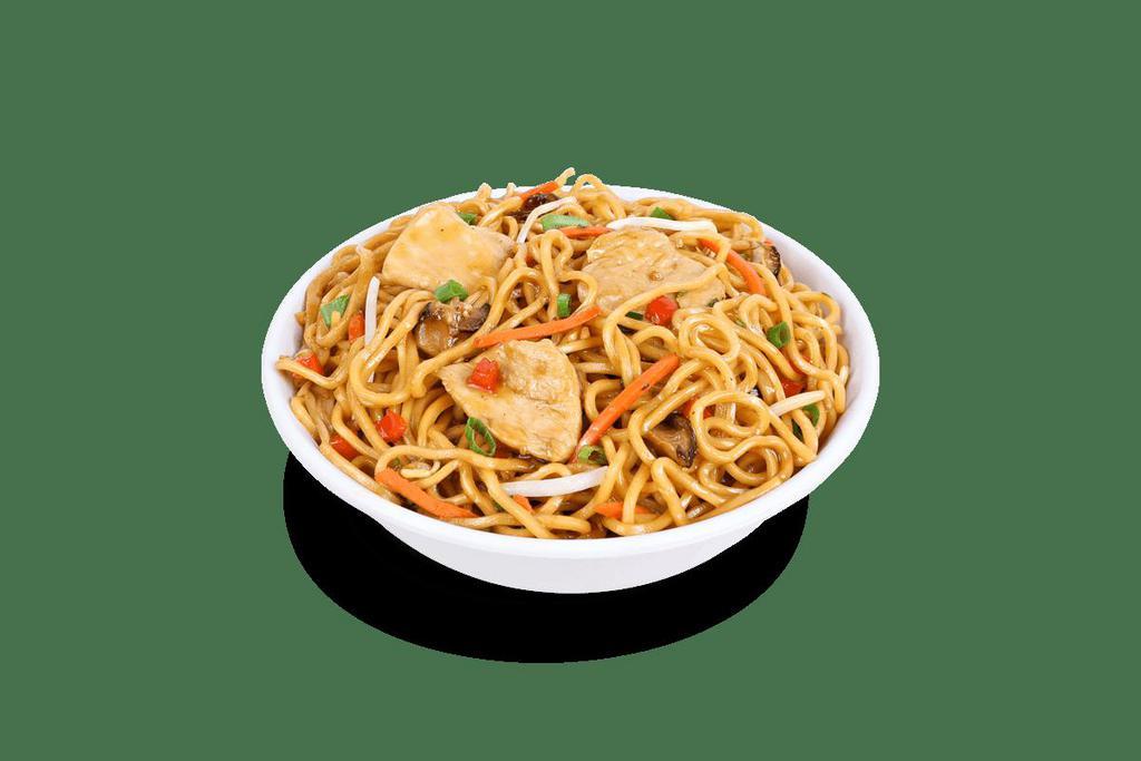 Chicken Lo Mein · Steamed white meat chicken, tender noodles with onions, garlic, cabbage, celery, carrots and bean sprouts.