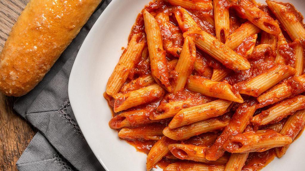 Penne Pasta · Plenty of penne pasta, plus your choice of sauce. Served with a breadstick.
