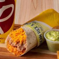 Burrito Box · Choice of a Bean & Cheese or Bean, Rice & Cheese Burrito, served with chips, guacamole and c...