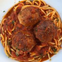 Meatballs & Pasta · 3 meatballs with pasta.
