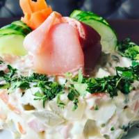 Olivie Salad (Russian) · Per lb. Chicken, potato, pickles, mayo, salt pepper.