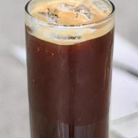 Iced Vietnamese Coffee · Espresso floated over condensed milk.