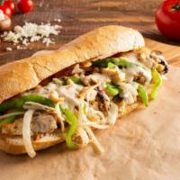 Grilled Chicken · Grilled chicken with mushrooms, onions, green peppers, and mozzarella cheese.