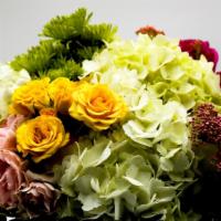 Spring Clusters · Rose, spray roses, hydrangeas, rice flower, leather leaf

Substitution Policy: Substitution ...