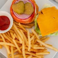 Ol' Buddy Burger · Favorite. A classic burger with: soy patty, American cheez, onions, lettuce, tomato, pickles...