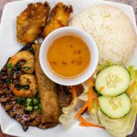Special Combination Rice Plate / Cơm Đặc Biệt · Pork Chop, Chicken Wings, Shrimps & Imperial Rolls / Sườn Heo, Cánh Gà, Tôm & Chả Giò.