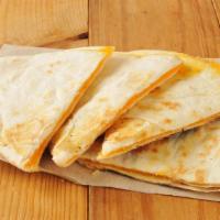 Cheese Quesadilla Plate · Fresh Cheese Quesadilla served with rice, beans, radish, and lime.