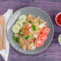 The Thai Fried Rice Awakens · Stir fried rice with egg, tomato, onion, scallion, carrot and Chinese broccoli.