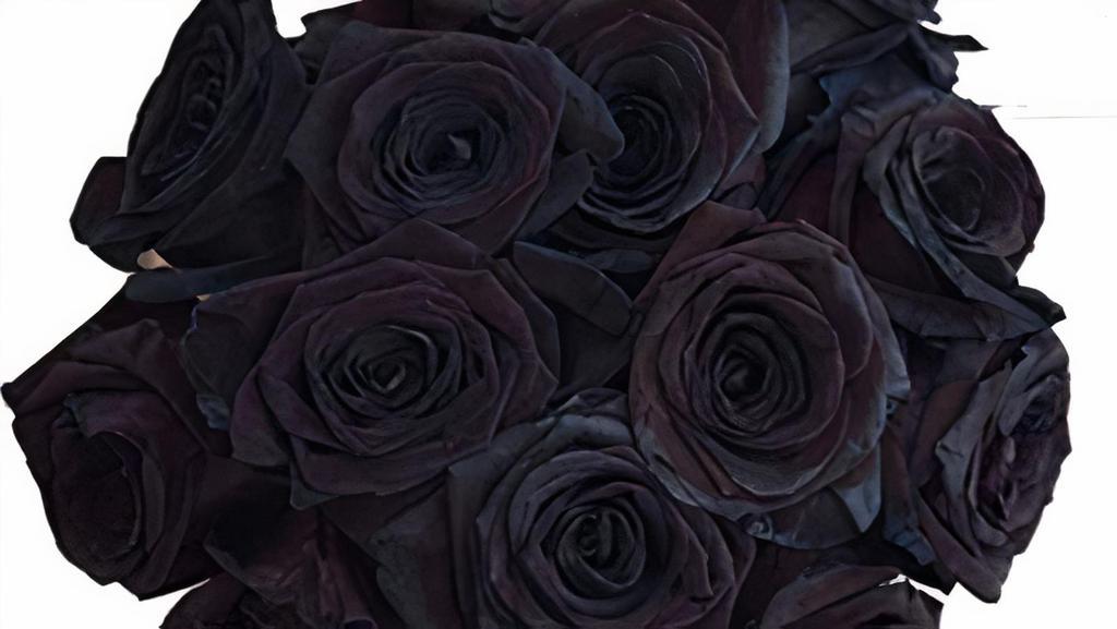 The Gothic Romance · All black 12  roses wrapped in our black paper. 
Each arrangement includes a  card with a typed message.
**If you would like a message on the card please type it on 