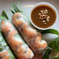 Gỏị Cuốn (Spring Rolls) · Vegetables, shrimp, pork, noodles, peanut sauce (There is a tofu version as well) an order c...