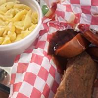 2 Meat Plate · Your Choice of 2 Meats, (1) side and water. We also have Home Made Pre Packed Lemonade avail...