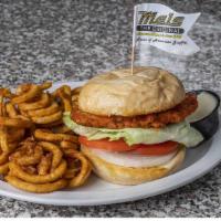 Classic Crispy Chicken Melburger-  Make It Hot Or Not · Served on our signature bun with lettuce, tomato, and onion with a side of mayo.
