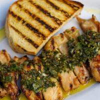 Free Range Grilled Chicken · Chimichurri, grilled bread.