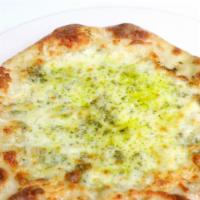 Pesto Pizza · organic pesto sauce, mozzarella
