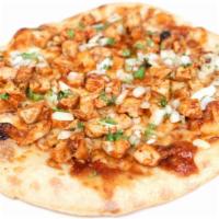 Bbq Chicken Pizza · organic chicken breast, BBQ sauce, onions, mozzarella, organic pizza sauce