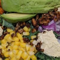 Karen Kale Salad · Munch on Kale, Pickled Beets, Tumeric Sweet Potato, Tofu Ricotta Cheez, Red Onions, Avocado ...