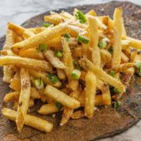 Truffle Fries · Kosher salt, Parmesan, truffle oil, green onion.