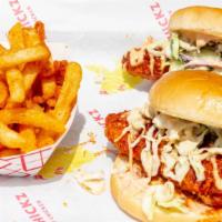 Combo 1 · Two chicken slider with slaw, pickles and choice of side