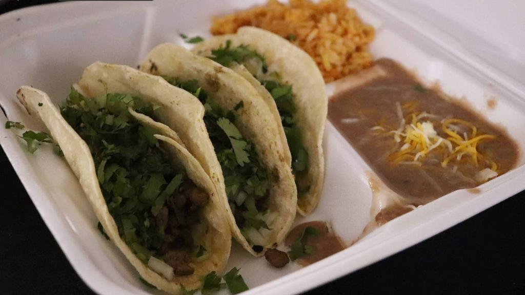 Street Tacos · 3 Mini Street tacos, Choose From Chicken,Steak,Chorizo,Pastor,Carnitas