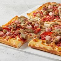 Meat Primo · Thick, Sicilian-style crust, hand-crushed Roman sauce and freshly shredded 100% whole milk M...
