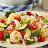 Pasta Salad · A mix of red and green peppers, carrots, broccoli, black olives with rotini noodles tossed w...