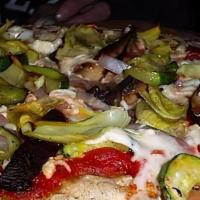 Farmer'S Garden Pizza (Personal) · All roasted in house, artichoke hearts, zucchini, and portobello. Fresh onions with tomato s...