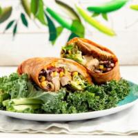 Chipotle Chicken Wrap · Tomato basil tortilla, grilled chicken breast, lettuce, black beans,corn, red onions, tortil...