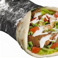 Chicken & Falafel Sandwich · Sandwich served with combo of chicken & falafel.  Served with one white sauce and one red sa...
