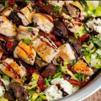 Grilled Chicken & Roasted Mushroom · Grilled Chicken Breast, Crimini Mushrooms, Sun-Dried, Tomato, Herb Goat Cheese, Romaine & Ar...