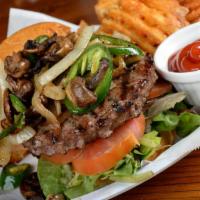 Jalapeño Cheese Burger · 1/2 pound homemade Angus beef seasoned and charbroiled to perfection topped with grilled jal...
