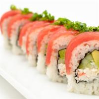Hawaiian Roll · 341 calories. California roll topped with tuna.
