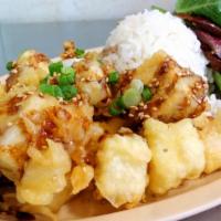 Tofu Tempura Bowl · Fresh tofu deep fried in our delicious tempura batter, with steamed rice (brown rice $1.50 m...