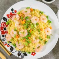 Shrimp Fried Rice · Shrimp sautéed seasoned rice with egg and mixed vegetable.