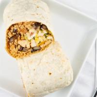 Burrito · Choice of cilantro lime rice, Mexican, or brown rice, choice of black beans, pinto beans or ...