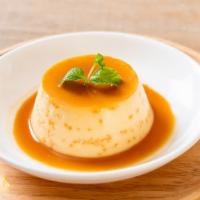 Flan · Sweet custard dessert with caramel sauce.