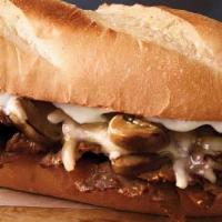Steak & Cheese · Steak, mushrooms, mayo, and our signature three cheeses. 6 inch: 600 cal., 12 inch: 1200 cal.