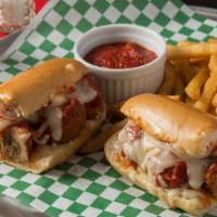 Meatball Sub · Meatballs topped with marinara sauce and mozzarella cheese.  Baked to perfection.