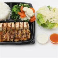 2 Stix Plate · Served with rice, salad  and a side. All stix approx. 4 oz each. All meats served are halal.