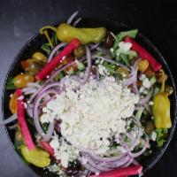 Greek Salad · Spring mix. Cherry tomatoes. cucumber. Kalamatta .green olives.  Red onions. S feta cheese. ...