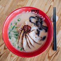 Tonkotsu Ramen · Pork Broth - Pork Chashu, Wood ear Mushroom, Bean Sprouts & Green Onion