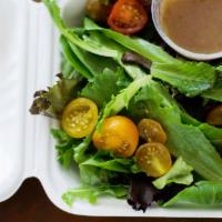 Green Side Salad · baby greems, heirloom cherry tomatoes, red win vin