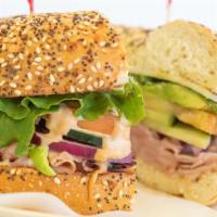 Black Forest Ham (Cold) · Thinly sliced Black Forest ham served with tomato, cucumber, onion, lettuce, Jack cheese on ...