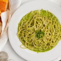 Pesto Alla Genovese · Vegetarian. Linguine tossed in housemade pesto traditional to the liguria region: fresh basi...