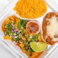 Chicken Fajitas Plate · Includes Spanish rice	
Refried beans and 4 fresh corn tortillas