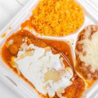Chile Relleno Plate · Includes Spanish rice	
Refried beans and 4 fresh corn tortillas
