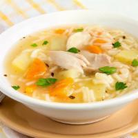 Chicken Soup  · Chicken breast, potatoes, onions, carrots, cabbage and noodles.