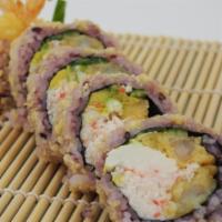 Crunch Roll (6Pcs) · Eel sauce. In: shrimp tempura, krab meat (imitation crab meat), cucumber, avocado. Out: temp...