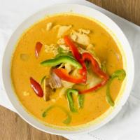 Yellow Curry · Yellow curry paste in coconut milk with bell peppers, carrots, and potatoes.